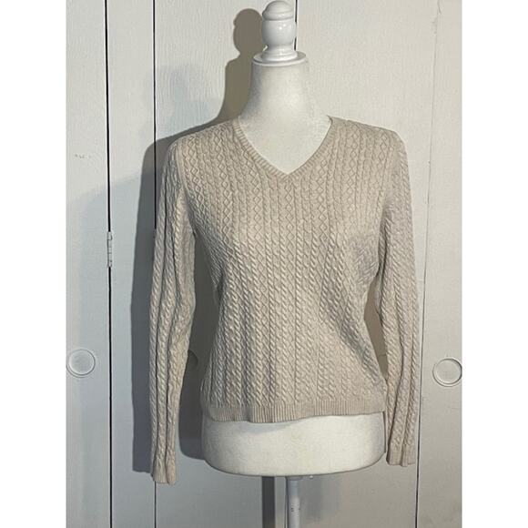 Valerie Stevens Women Size Petite Medium 100% Cotton‎ Sweater V Neck - Picture 1 of 4